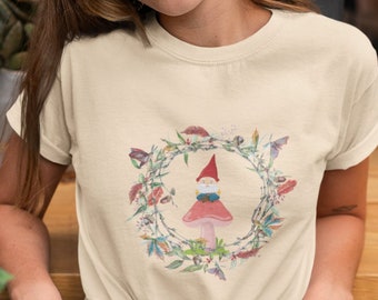 Mushroom Gnome Shirt, Botanical Shirt, Hippie Shirt, Vintage Plant Shirt, Fall Shirt, Botanical Tee, Mushroom T-Shirt, Nature Shirt