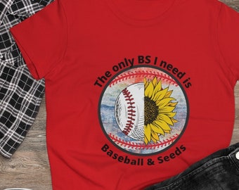 The Only BS I Need Tshirt, Baseball Tshirt for Her, Baseball Mom, Womens Graphic Tshirt, Sunflower Shirt, Summer Tshirt, Colorful Art Tshirt