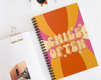 Spiral notebooks | Soft cover journal | Inspirational message | Hippe 70's Retro note book | Memory Journal | Gift for Her