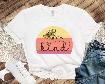 Kindness Women's T-Shirt, Sunset Tee Shirt, Inspirational T-Shirt, Teacher Shirt, Positive TShirt, Bee Graphic Tee Shirt, Gift for Her