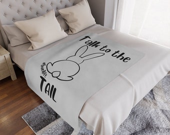Funny Bunny Minky Blanket, Soft Rabbit Throw, Plush Blanket for Adult, Decorative Bed Throw, Snuggly Travel Blanket, Bunny Mom, Rabbit Lover