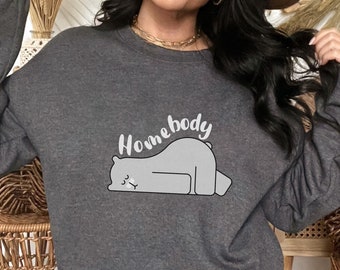 Homebody Polar Bear Winter Sweatshirt, Cute Bear Shirt, Christmas Gifts For Women, Winter Sweaters, Cozy Sweatshirt, Winter Gifts