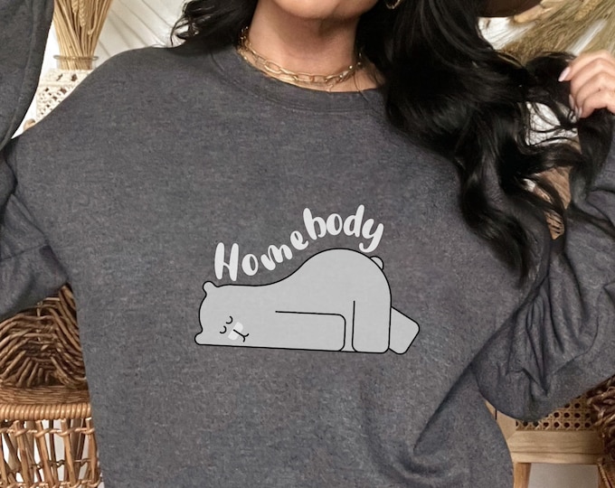 Featured listing image: Homebody Polar Bear Winter Sweatshirt, Cute Bear Shirt, Christmas Gifts For Women, Winter Sweaters, Cozy Sweatshirt, Winter Gifts