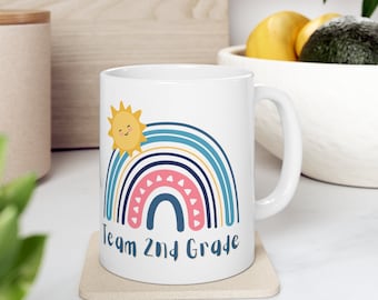 Team Second Grade Teacher Mugs For Women, Rainbow Teacher Mug, Teacher Mug, Gift for Teacher, Teacher Gift,