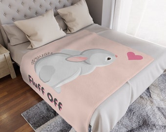 Funny Bunny Minky Blanket, Soft Rabbit Throw, Plush Blanket for Adult, Decorative Bed Throw, Snuggly Travel Blanket, Bunny Mom, Rabbit Lover