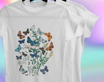 Butterfly Shirt, Naturecore Butterfly Top, Cottagecore Shirt, Monarch Butterfly T-Shirt, Butterfly T shirt Butterfly Tee Indie Shirt