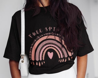 Rainbow Oversized Womens T-shirt, Hippie Retro 70's Vibe Tee, Trendy Oversized Shirt, Women's Graphic T Shirt, Comfy Shirt for Her