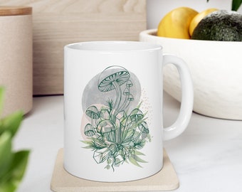 Abstract Art Mushroom Mug, Goblincore Mug, Mushroom Cup, Forest Mug, Forager Gift, Toadstool Mug, Goblincore Decor, Mycologist Gift
