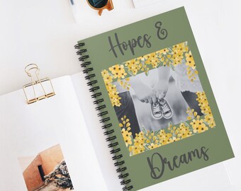 Pregnancy Journal for New Mom| Baby Shower Gift for Her| Hopes & Dreams Book|Spiral notebooks | Soft cover journal | Inspirational message |