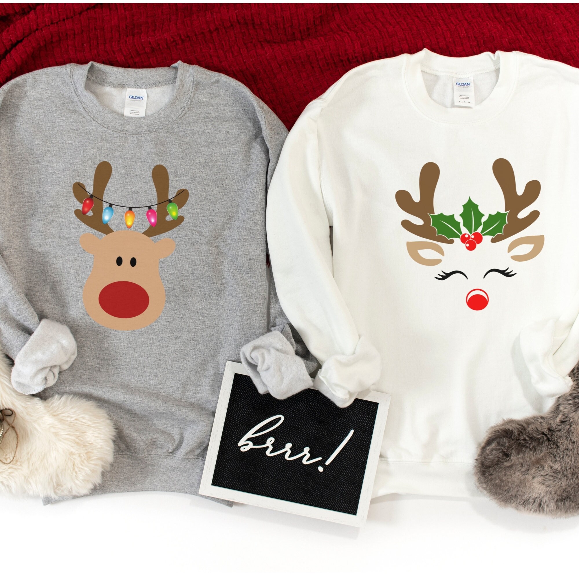 Couples Christmas Sweaters, Funny Matching Reindeer Sweatshirt