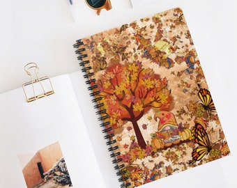 Spiral notebooks | Soft cover journal | Self Care Journal | Memory Journal | Fall Gnome
