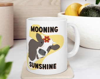 Good Moo-rning Cow Coffee Mug, Cute Cow, Floral Cow, Cow Lover Gift, Good Morning Mug