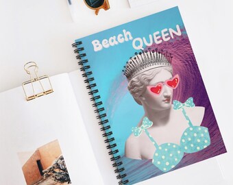 Funny Greek Goddest Beach Spiral notebooks | Soft cover journal | Inspirational message |