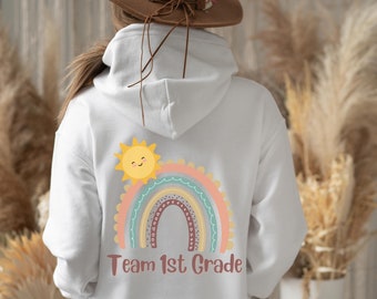 First Grade Teacher Shirt, First Day of School Teacher Shirt, Rainbow Teacher Shirt, Teacher Hoodie, Back to School Shirt,  Teacher Shirts