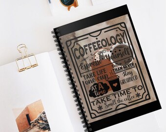 Spiral notebooks | Soft cover journal | Self Care Journal | Memory Journal | Coffeeology Coffee Shop Notebook