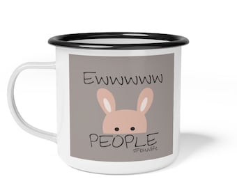 Funny RABBIT Mug, BUNNY mug, Rabbit coffee mug, Rabbit gift for rabbit lovers, camping mug, rabbit enamel mug, Easter mug, #bunlife