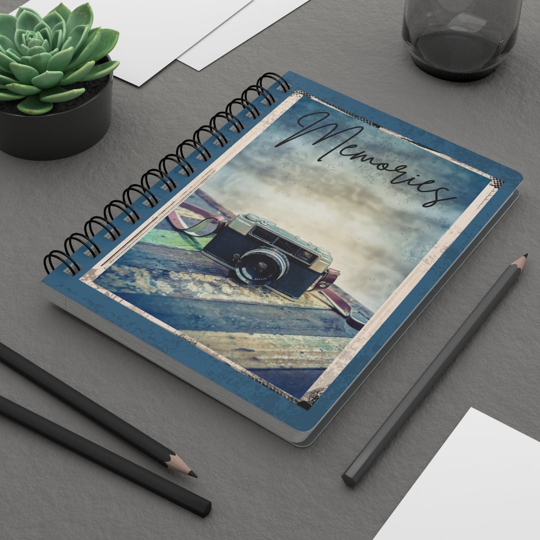 Retro Camera Memories Spiral Bound Journal, Boho Spiral Bound Notebook ...