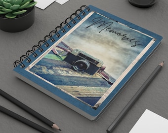 Retro Camera Memories Spiral Bound Journal, Boho Spiral Bound Notebook, Boho Writing Journal, Lined Notepad, Bible Journaling Book