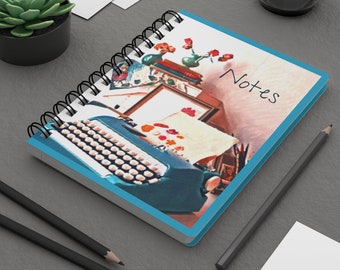Vintage Typewriter Spiral Bound Journal, Boho Spiral Bound Notebook, Boho Writing Journal, Lined Notepad, Bible Journaling Book