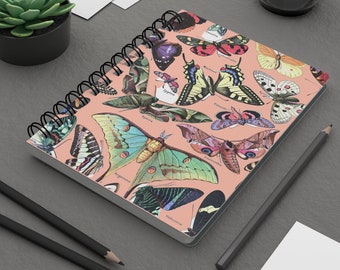 Butterfly Spiral Notebook, Spiral Bound Journal, Ruled Line, Journal Notebook, Laminated Protective Cover