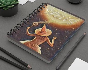 Witch Spells Spiral Bound Journal, Boho Spiral Bound Notebook, Boho Writing Journal, Lined Notepad, Bible Journaling Book, Goblincore