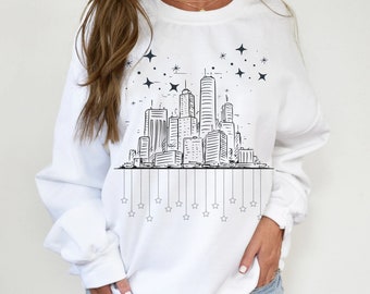 Cityscape Sweatshirt | Minimalist Womans Sweatshirt, Line Art Sweatshirt, City Sweatshirt, City Outline Shirt, Simple Sweatshirt
