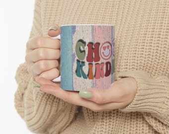 Choose Kindness Mug, Retro Mug, Boho, Hippie Gift, Inspirational Mug, Spiritual Gift, Self Love Gift