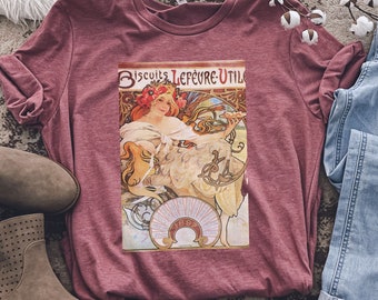 Mucha Goddess Art Nouveau -aesthetic shirt,aesthetic clothing,art shirt,art clothing,artsy shirt, shirt,art nouveau t shirt,tumblr trendy