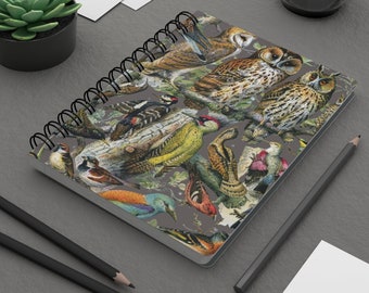Birds Spiral Notebook, Spiral Bound Journal, Ruled Line, Journal Notebook, Laminated Protective Cover