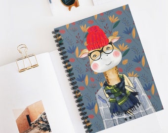 Spiral notebooks | Soft cover journal | Self Care Journal | Memory Journal | Cute Fall Giraffe