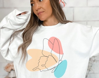 Butterfly Line Art Sweatshirt, Boho crewneck, Butterfly Shirt, Abstract Art Shirt, Gift for Her