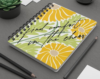 Retro Inspirational Spiral Bound Journal, Boho Spiral Bound Notebook, Boho Writing Journal, Lined Notepad, Bible Journaling Book