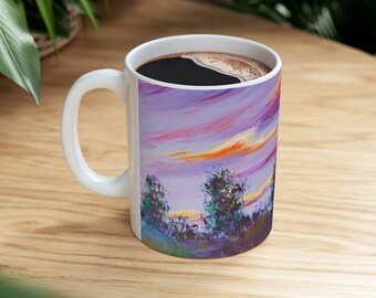 Peaceful Sunset Coffee Mug, Gift Mug, Colorful Art