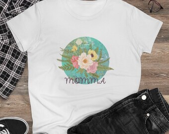Floral Momma Design Tshirt, Beautiful gift for Her, Womens Graphic Tshirt, Boho Tshirt, New Mom Tshirt, Colorful Art Tshirt