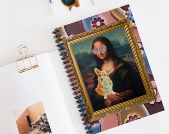 Funny Mona Lisa Pet Mom Journal Spiral notebooks | Soft cover journal | Memory Journal |  Memories note book | Memory Journal | Gift for Her