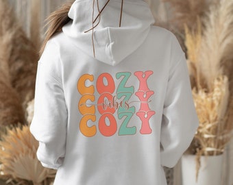 Cozy Vibes Hoodie •  Hoodie Gift for Her • Aesthetic Fall Winter Hoodie • Trendy Tumblr Hoodie • Retro Oversized Hoodie • Back Print