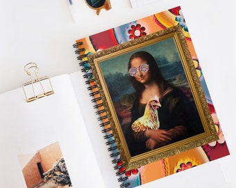 Funny Mona Lisa Pet Mom Journal Spiral notebooks | Soft cover journal | Memory Journal |  Memories note book | Memory Journal | Gift for Her