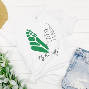 Line Art Butterfly T-Shirt, Boho Tee, Woman with Wings Modern Minimalist Shirt, Drawing Graphic Tshirt, Bitterfly Art Tee Shirt