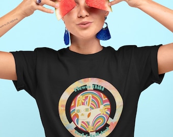 Flower Child Tshirt, Rock and Roll Tshirt, Black Tshirt, Gift for Best Friend, Retro Tshirt,  Retro Tshirt for Women, Womens Tshirt