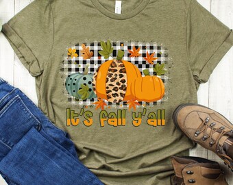 It's Fall Yall Womens Tshirt, Pumpkin Shirt, Women Graphic Tee, Cute Fall Shirts, Thanksgiving Shirt, Pumpkin spice tee, Womens Fall Tee