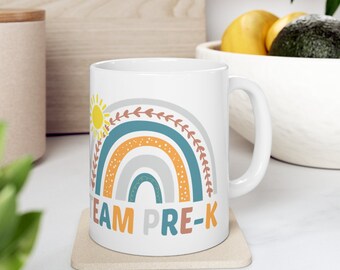 Team Pre K Teacher Mugs For Women, Rainbow Teacher Mug, Teacher Mug, Gift for Teacher, Teacher Gift,