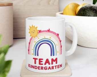 Team Kindergarten Teacher Mugs For Women, Rainbow Teacher Mug, Teacher Mug, Gift for Teacher, Teacher Gift,