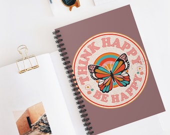 Spiral notebooks | Soft cover journal | Inspirational message | Butterfly Retro note book | Memory Journal | Gift for Her