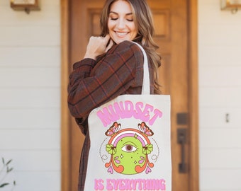 Mindset Canvas Tote | Aesthetic Tote Bag, Retro Tote, Canvas Tote Bag, Aesthetic Design, Urban Tote, Reusable Shopping Bag