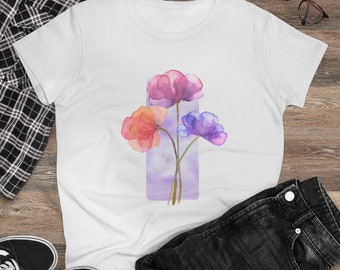 Watercolor Flowers  Design Tshirt, Beautiful gift for Her, Womens Graphic Tshirt, Boho Tshirt, Summer Tshirt, Colorful Art Tshirt