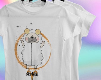 Aries Pug Dog Shirt, Aries Gift, Astrology Shirt, Zodiac Shirt, Aries Birthday, Zodiac Sign Tee, Pug Dog Lover Shirt