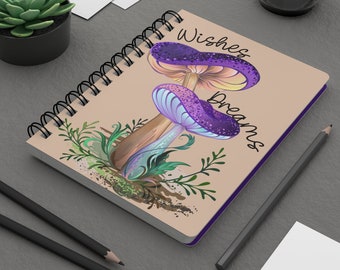 Cottagecore Mushroom Spiral Notebook, Spiral Bound Journal, Ruled Line, Journal Notebook, Laminated Protective Cover