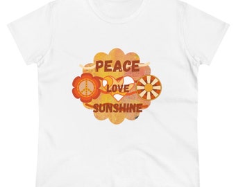 Peace Love Sunshine Tshirt, Beautiful gift for Her, Womens Graphic Tshirt, Boho Tshirt, Summer Tshirt, Colorful Art Tshirt