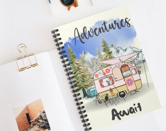 Spiral notebooks | Soft cover journal |Summer Memory Journal | Camping Memories note book | Memory Journal | Gift for Her