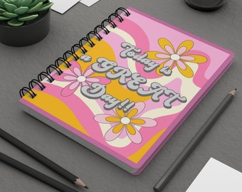 Retro Inspirational Spiral Bound Journal, Boho Spiral Bound Notebook, Boho Writing Journal, Lined Notepad, Bible Journaling Book